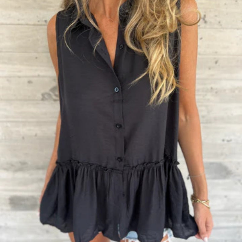 Lässiges, lockeres, einfarbiges Button-Down-Shirt für Damen
