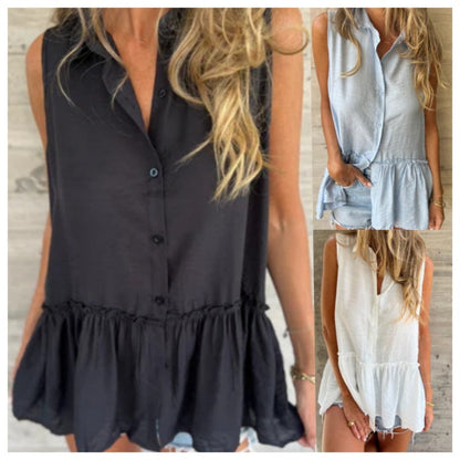Lässiges, lockeres, einfarbiges Button-Down-Shirt für Damen