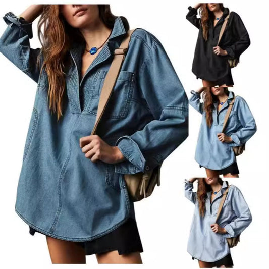 Übergroßer Denim-Pullover für Frauen