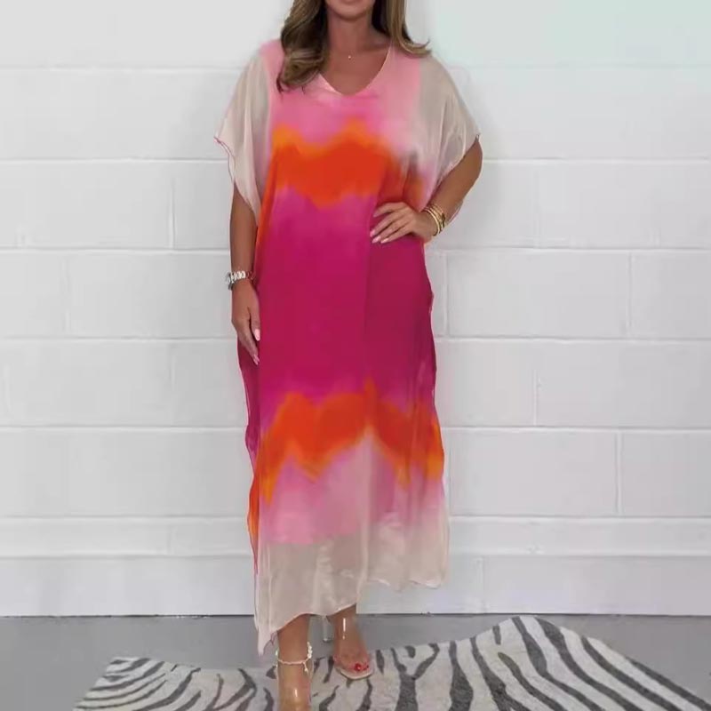 ✨ Bequemes, lässiges Chiffon-Dip-Dye-Kleid für Damen