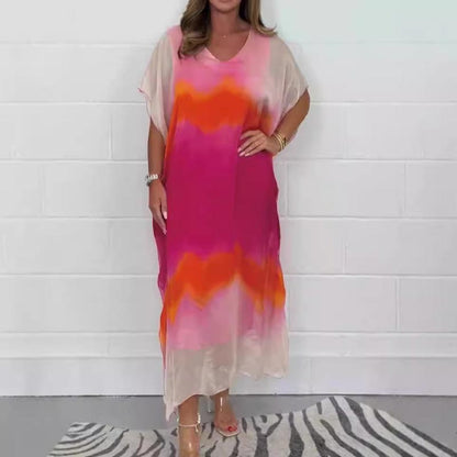 ✨ Bequemes, lässiges Chiffon-Dip-Dye-Kleid für Damen