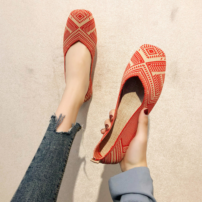 Gestrickte Freizeitschuhe mit weicher Sohle für Damen
