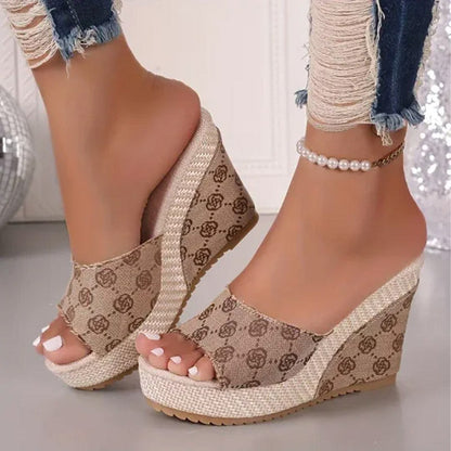 Damen-Sandalen mit offener Spitze und Blumenmuster