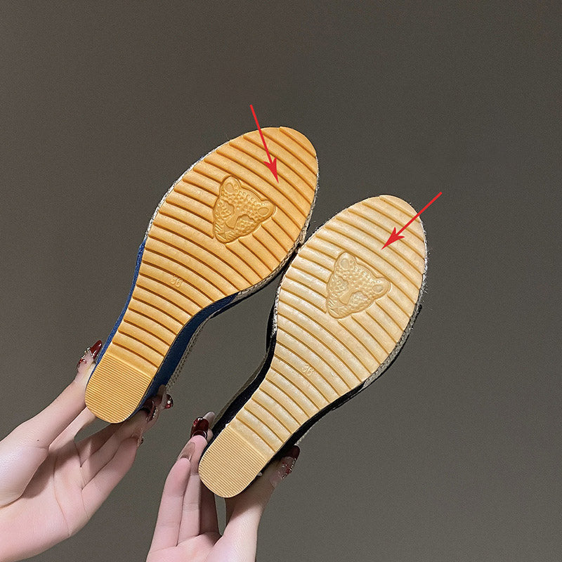 Damen-Sandalen mit offener Spitze und Blumenmuster