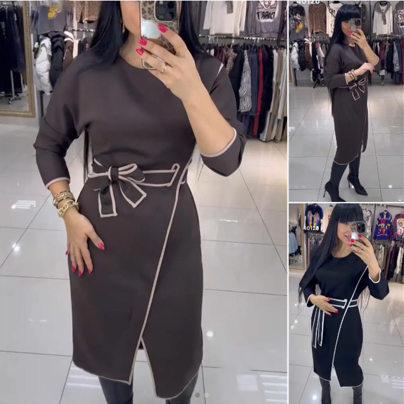 🎀Modisches, langärmliges Kleid mit Taillenlinie für Damen