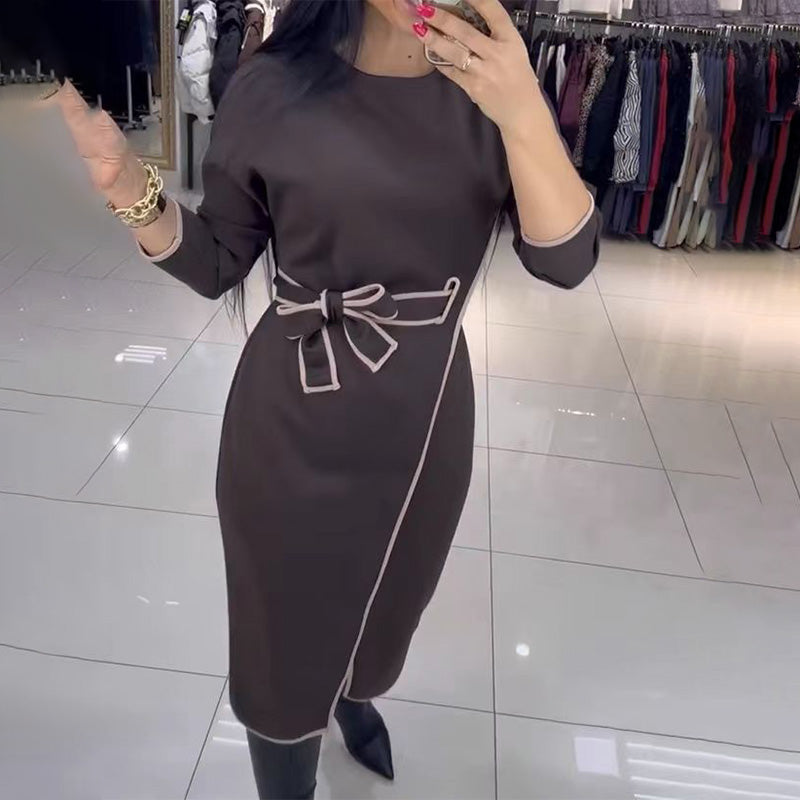 🎀Modisches, langärmliges Kleid mit Taillenlinie für Damen