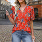 🌸 Bedrucktes Kurzarm-Top mit V-Ausschnitt für Damen