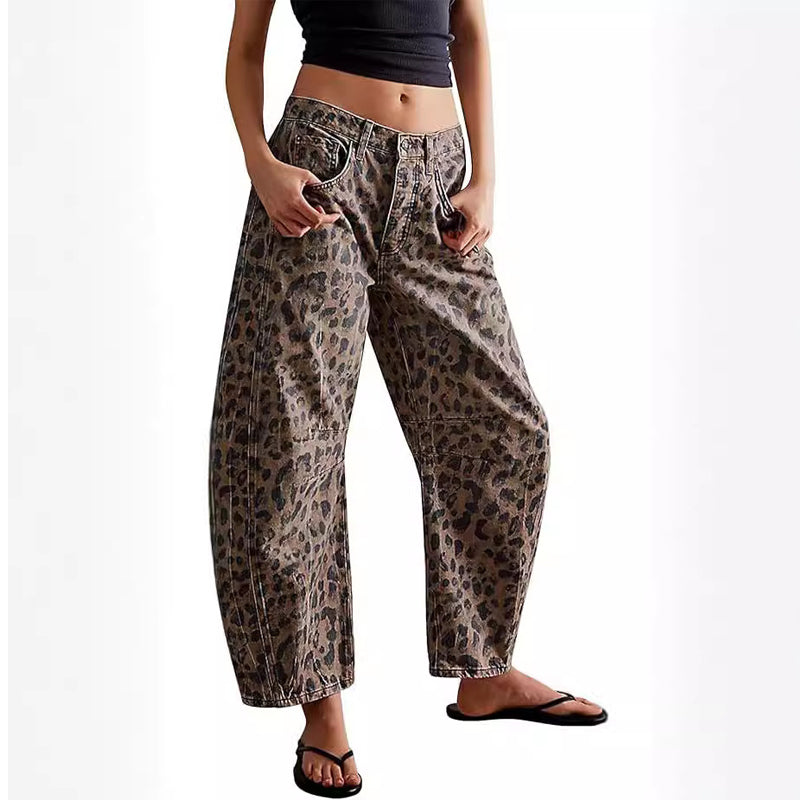 🐆Heißer Verkauf👖 Lässige, lockere Hose mit Leopardenmuster und Taschen💖