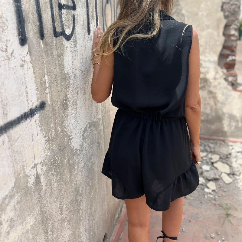 💕Heißer Verkauf👗Damen-Strampler mit Knopfleiste, Gürtel und Taschen