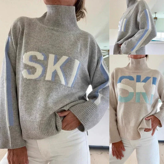 🌈49% Rabatt - Gemütlicher Rollkragenpullover mit Buchstabenmuster für Damen🌟