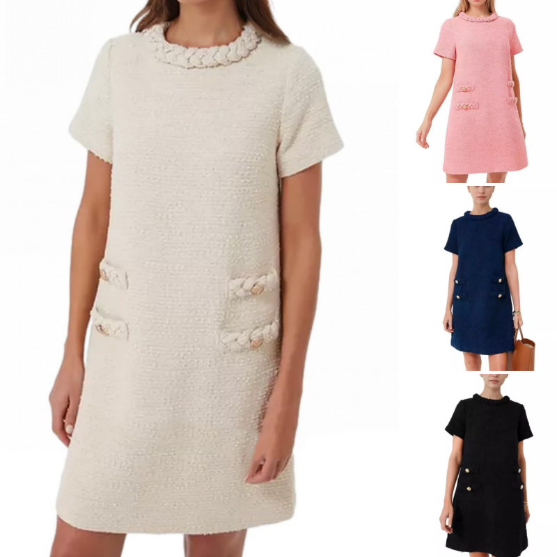 Elegantes kurzärmliges Tweedkleid für Damen