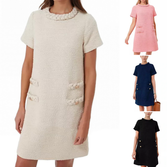 Elegantes kurzärmliges Tweedkleid für Damen