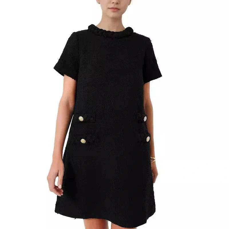 Elegantes kurzärmliges Tweedkleid für Damen