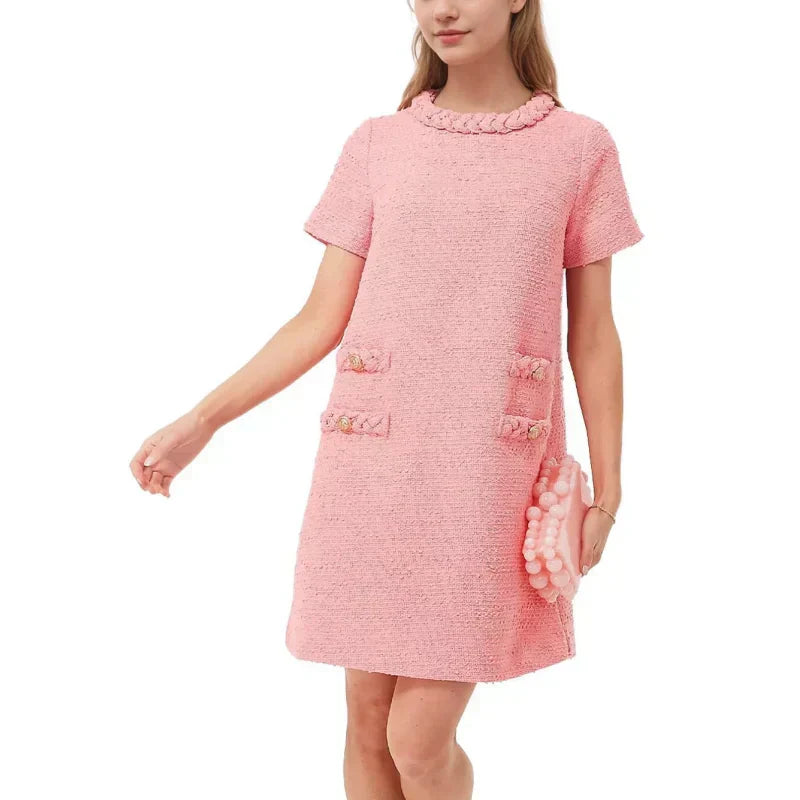 Elegantes kurzärmliges Tweedkleid für Damen