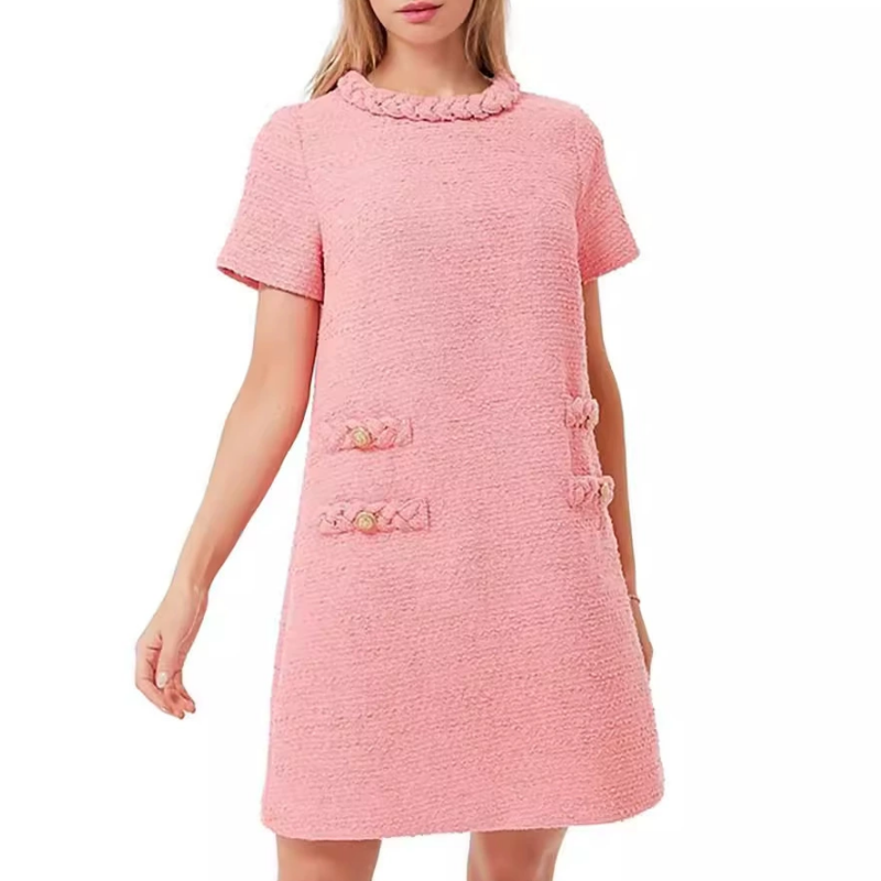 Elegantes kurzärmliges Tweedkleid für Damen