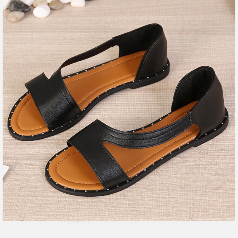 🔥49% Rabatt 🔥 Flache Sandalen mit offener Zehenpartie und Fischmaul-Nieten