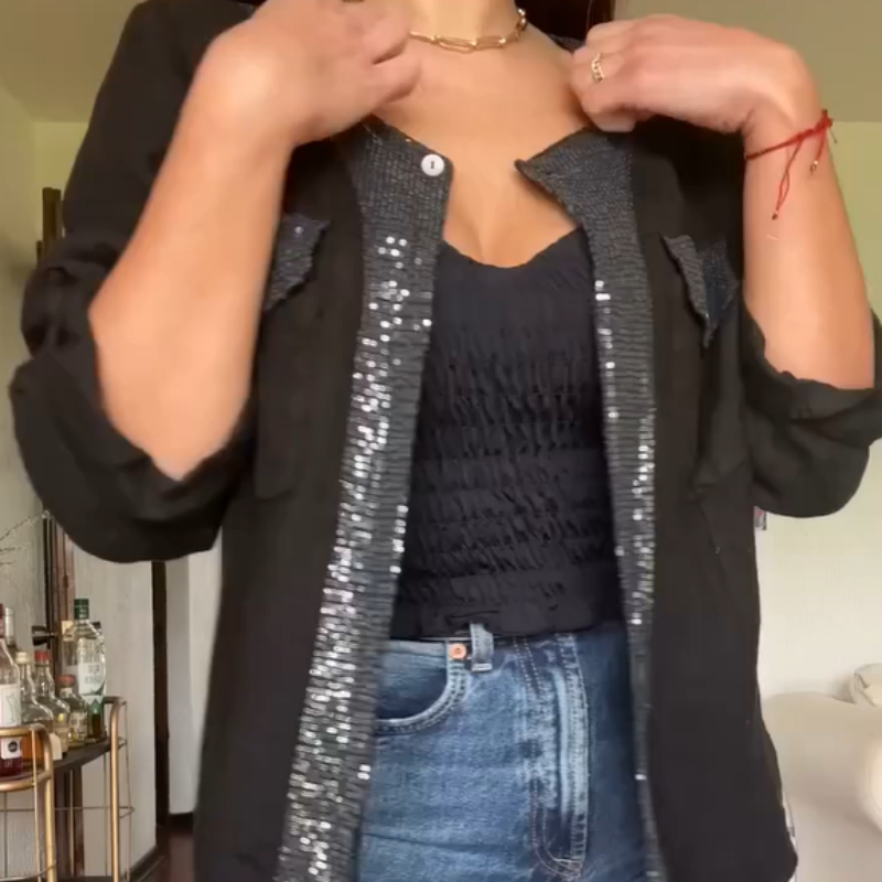 Stilvolles, atmungsaktives Top mit Paillettenbesatz für Damen