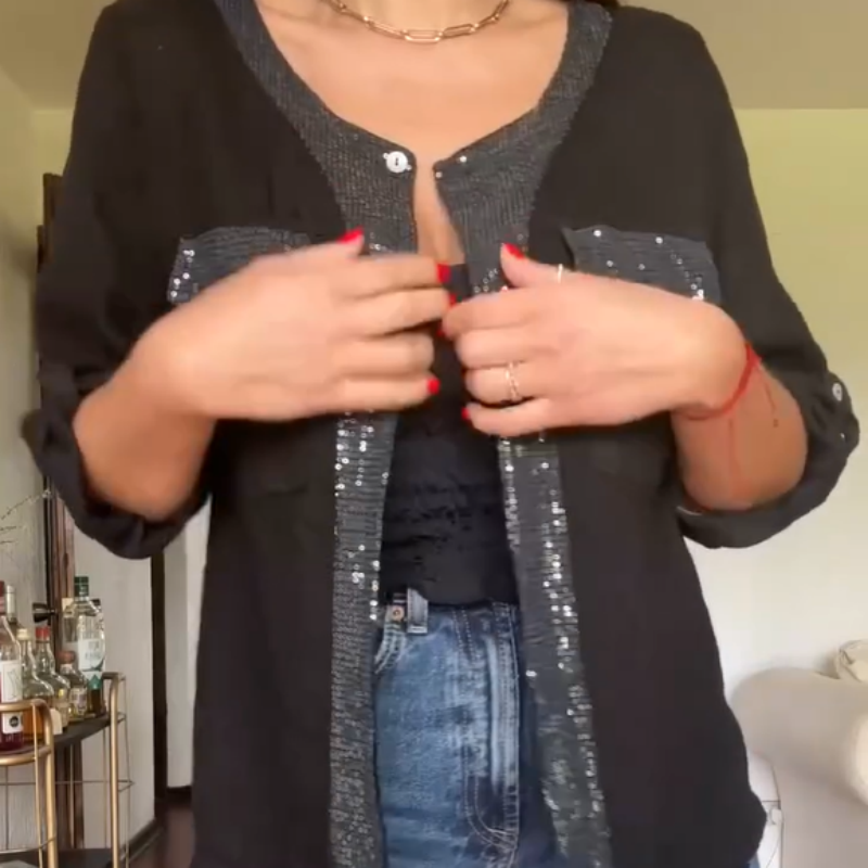 Stilvolles, atmungsaktives Top mit Paillettenbesatz für Damen