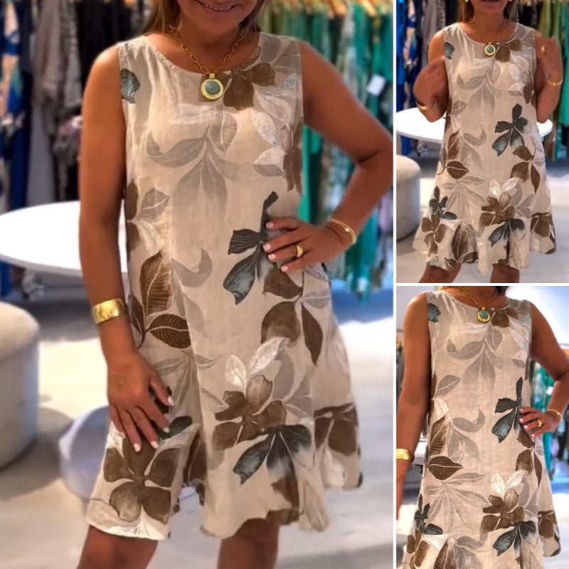 Modisches ärmelloses Kleid mit Aufdruck für Damen