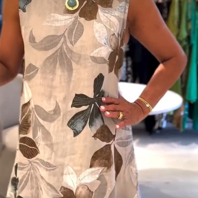 Modisches ärmelloses Kleid mit Aufdruck für Damen