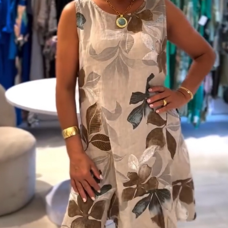 Modisches ärmelloses Kleid mit Aufdruck für Damen