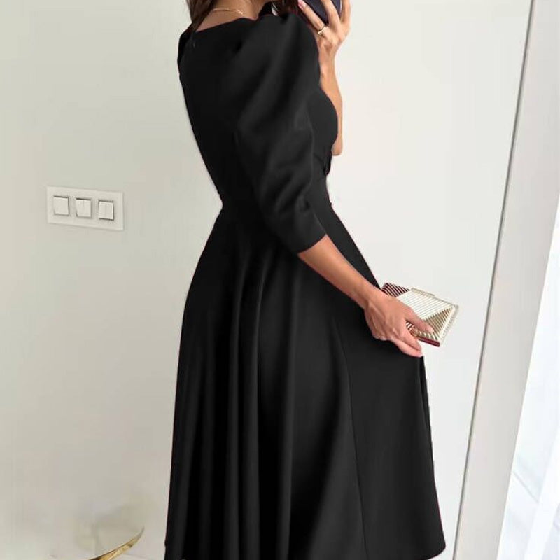 Plissiertes, taillenformendes Midikleid mit V-Ausschnitt für Damen