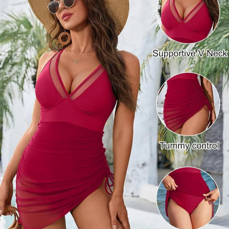 Sexy einteiliges Mesh-Badekleid für Damen