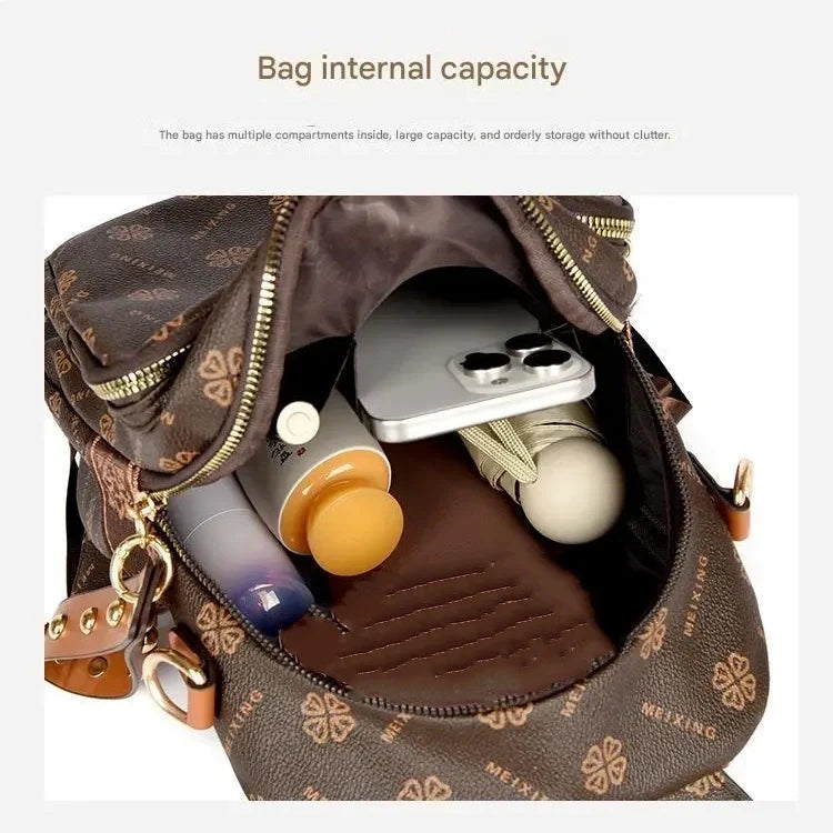 Modischer Rucksack aus Kunstleder für Damen mit großem Fassungsvermögen