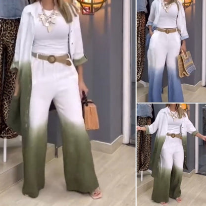 Modisches, lockeres Zweiteiler-Set aus Oberteil und Hose für Damen