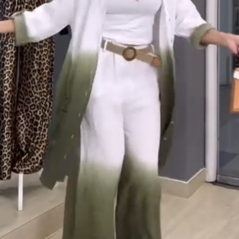 Modisches, lockeres Zweiteiler-Set aus Oberteil und Hose für Damen