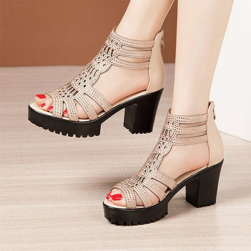 🌸Frühlingsangebote💐 Rutschfeste Peep-Toe-Sandalen mit dicker Sohle für Damen