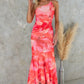 Elegantes, gerüschtes One-Shoulder-Kleid mit Blumendruck für Damen