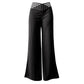 Lässige Damenhose mit weitem Bein und hoher Taille