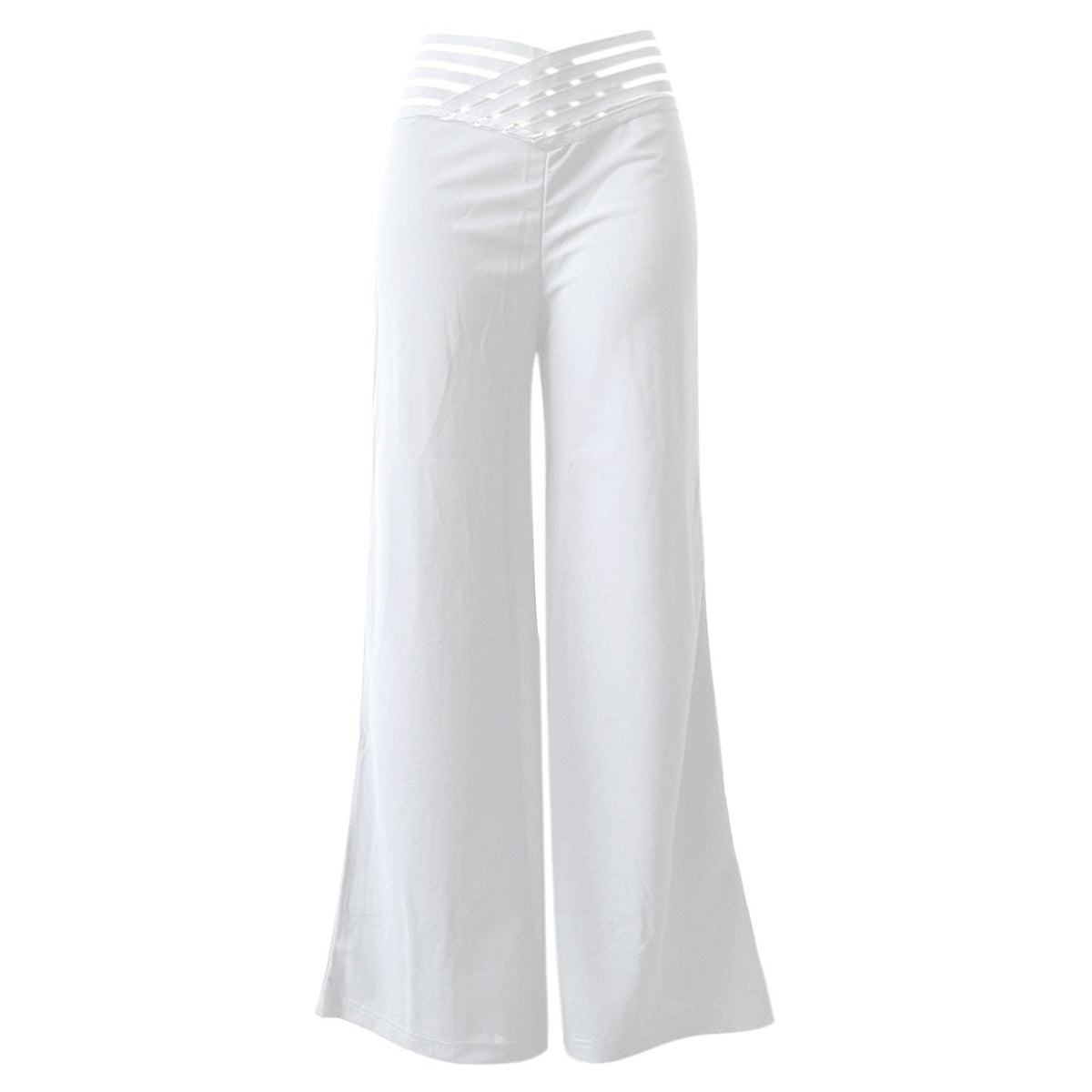Lässige Damenhose mit weitem Bein und hoher Taille