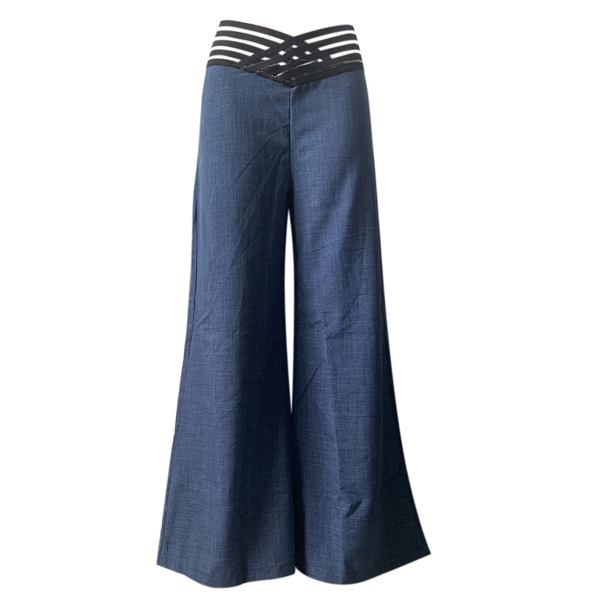 Lässige Damenhose mit weitem Bein und hoher Taille