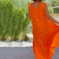 Damen lässiges ärmelloses Kleid mit Rundhalsausschnitt