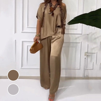 Zweiteiliges Casual-Set aus Satin für Damen