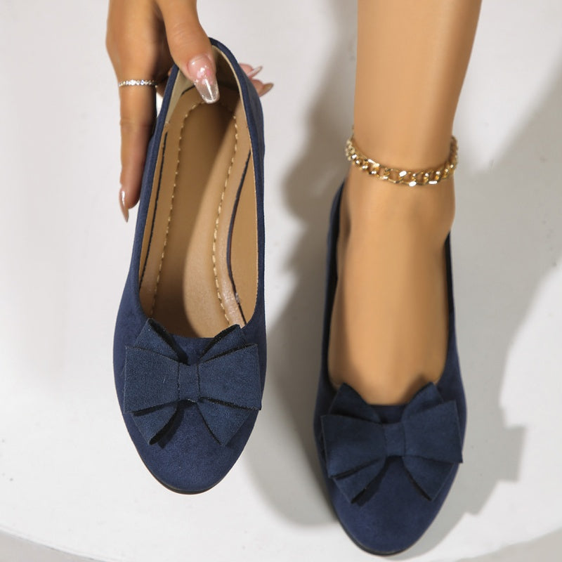 Loafer mit Keilabsatz und Schleifenknopf-Dekor