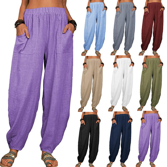 ⏰LETZTER TAG 50 % RABATT👚Weite Hosen aus Leinen und Baumwolle für Damen