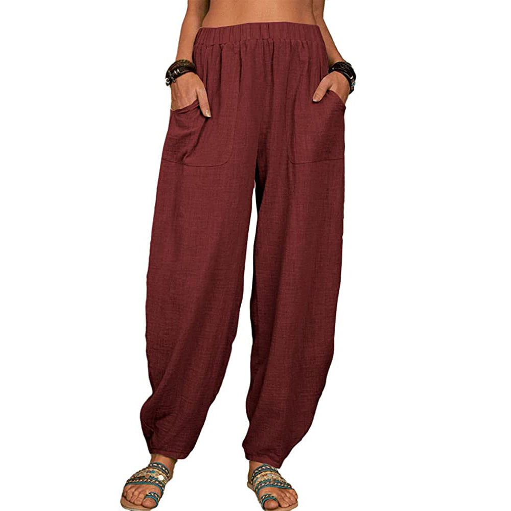⏰LETZTER TAG 50 % RABATT👚Weite Hosen aus Leinen und Baumwolle für Damen