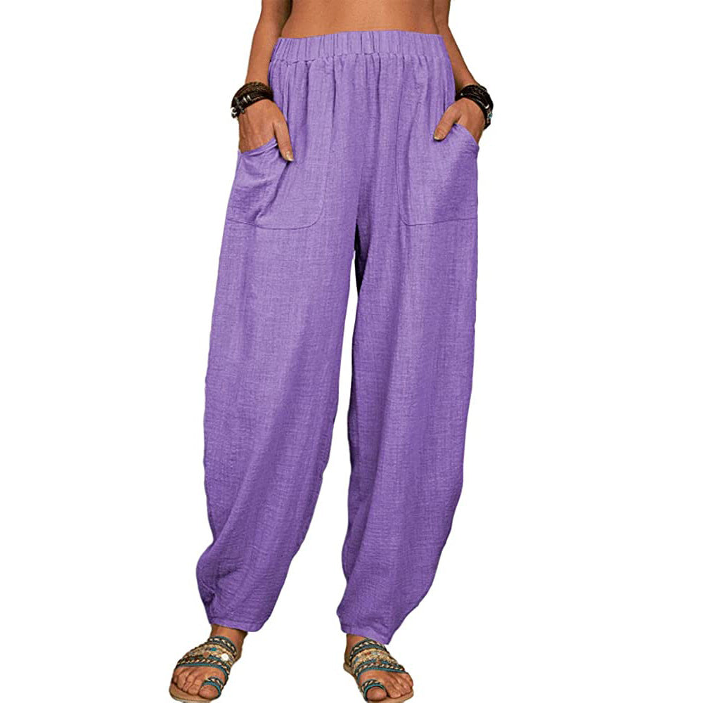 ⏰LETZTER TAG 50 % RABATT👚Weite Hosen aus Leinen und Baumwolle für Damen