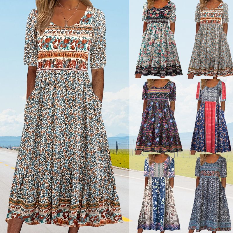 🔥49% OFF🌸✨ Elegantes Kleid mit böhmischem Muster für Frauen