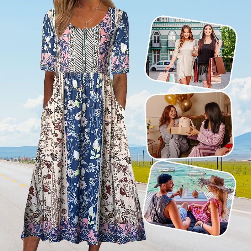 🔥49% OFF🌸✨ Elegantes Kleid mit böhmischem Muster für Frauen