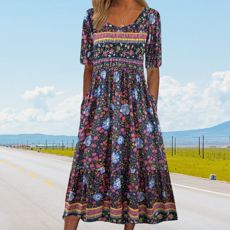 🔥49% OFF🌸✨ Elegantes Kleid mit böhmischem Muster für Frauen
