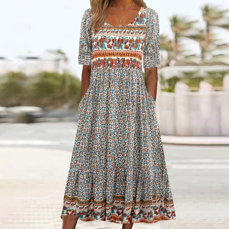 🔥49% OFF🌸✨ Elegantes Kleid mit böhmischem Muster für Frauen