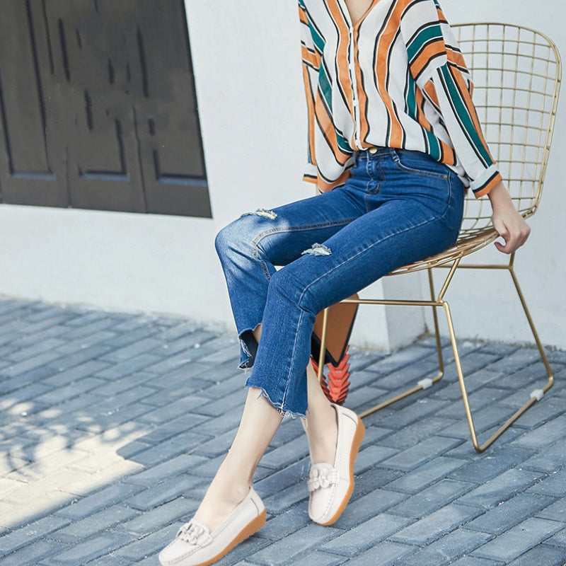 Damen Casual Leder Flats