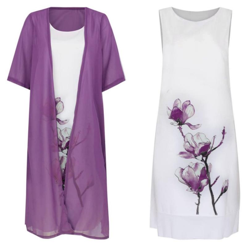 Zweiteiliges Anzugskleid mit Blumenmuster für Frauen