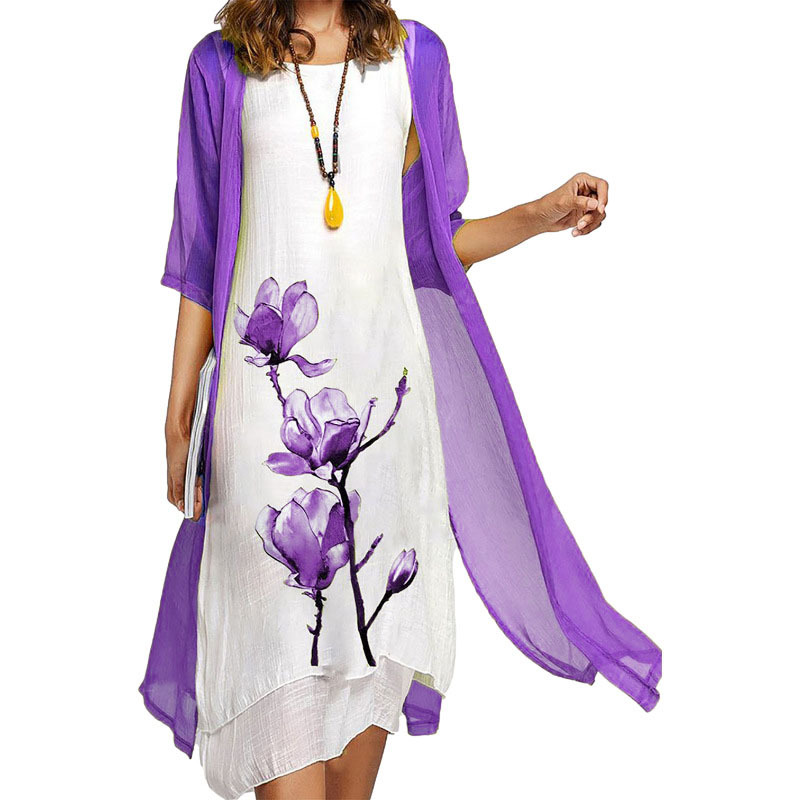 Zweiteiliges Anzugskleid mit Blumenmuster für Frauen