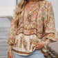 🌷🍃Damenmode bedrucktes Langarmshirt mit V-Ausschnitt
