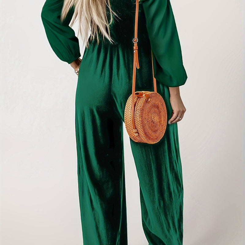 Lässiger Jumpsuit für Damen mit langen Ärmeln und weitem Bein